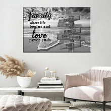 Load image into Gallery viewer, Ocean Sunset  Where Life Begins And Love Never Ends Multi-Names Premium Canvas Poster
