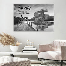 Load image into Gallery viewer, River Pier  Where Life Begins And Love Never Ends Multi-Names Premium Canvas Poster
