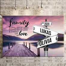 Load image into Gallery viewer, River Pier Color Vintage Street Sign for couples Multi-Names Premium Canvas
