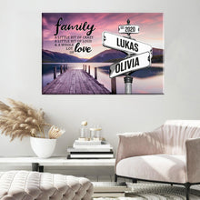 Load image into Gallery viewer, River Pier Color Vintage Street Sign for couples Multi-Names Premium Canvas
