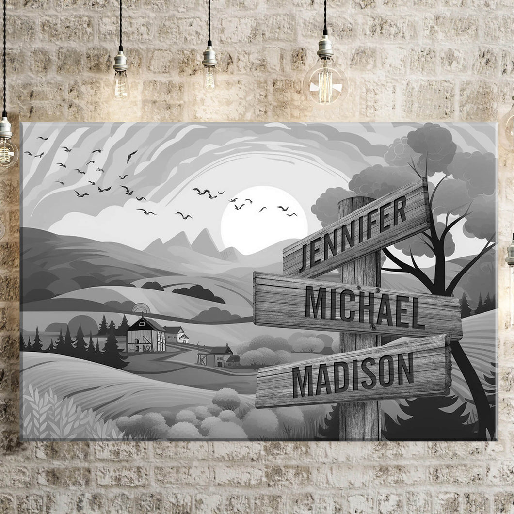 Rural Scenery Multi-Names Premium Canvas Poster