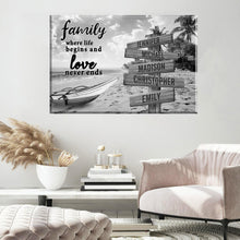 Load image into Gallery viewer, Summer Beach  Where Life Begins And Love Never Ends Multi-Names Premium Canvas
