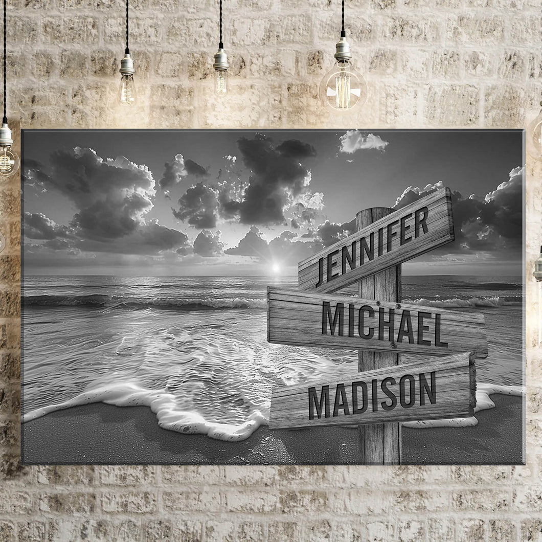 Sunrise & Beach Multi-Names Premium Canvas Poster