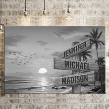 Load image into Gallery viewer, Sunset Palm Trees Multi-Names Premium Canvas
