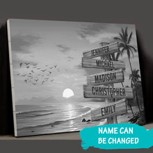 Load image into Gallery viewer, Sunset Palm Trees Multi-Names Premium Canvas
