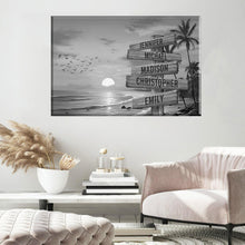 Load image into Gallery viewer, Sunset Palm Trees Multi-Names Premium Canvas
