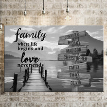 Load image into Gallery viewer, Sunshine Pier  Where Life Begins And Love Never Ends Multi-Names Premium Canvas Poster
