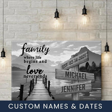 Load image into Gallery viewer, Sunshine Pier  Where Life Begins And Love Never Ends Multi-Names Premium Canvas Poster
