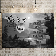 Load image into Gallery viewer, Surrounded by Mountains Personalized &quot;THIS IS US&quot; Multi-Names Premium Canvas Poster
