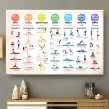 Load image into Gallery viewer, Yoga Poses Chakra Framed Canvas Painting, Wall Art Prints - Ready to Hang
