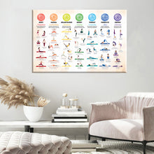 Load image into Gallery viewer, Yoga Poses Chakra Framed Canvas Painting, Wall Art Prints - Ready to Hang
