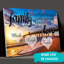 Load image into Gallery viewer, Personalized Family Color Ocean Pier Multi-Names Premium Canvas Poster
