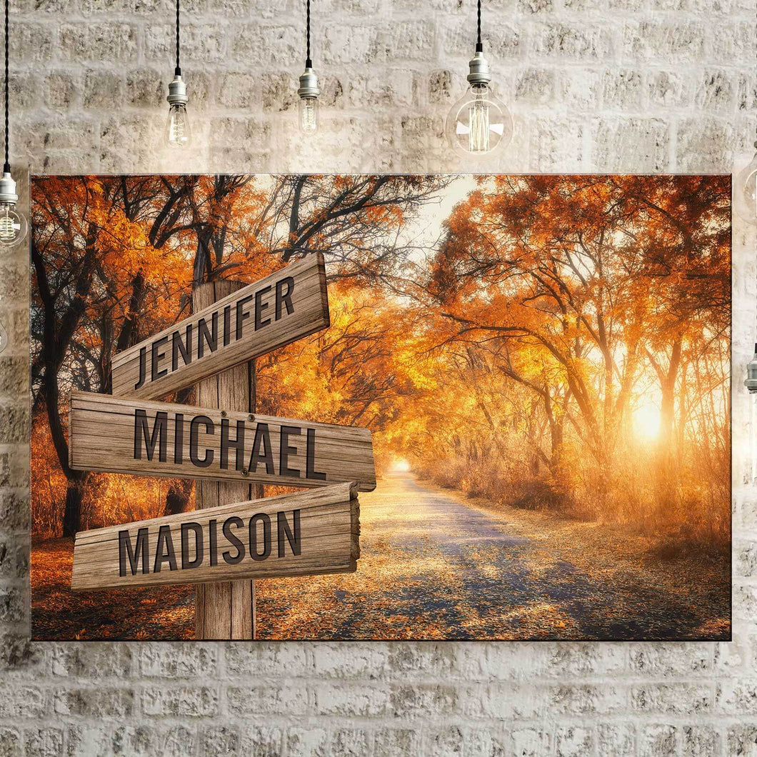 Autumn Road Color Multi-Names Premium Canvas 2