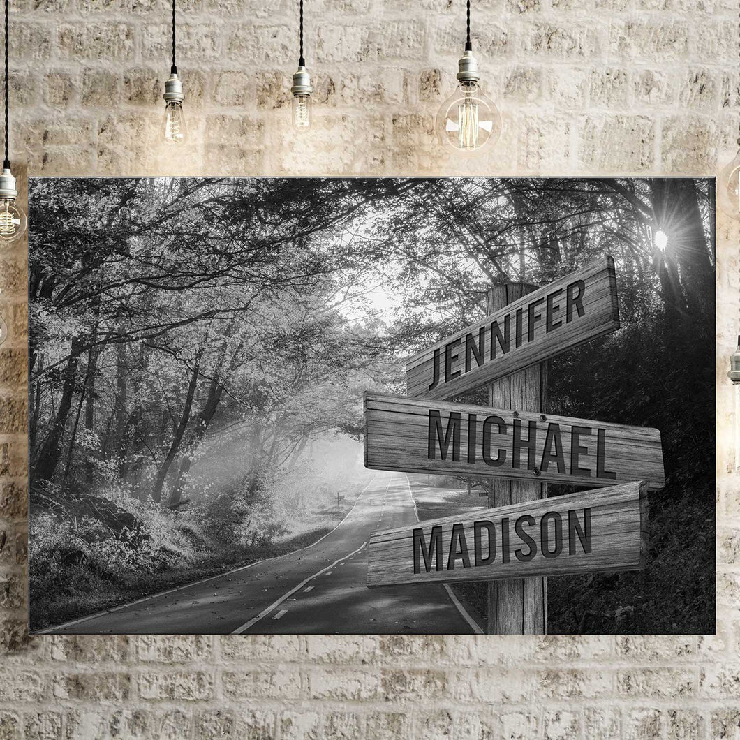 Autumn Road Multi-Names Premium Canvas Poster