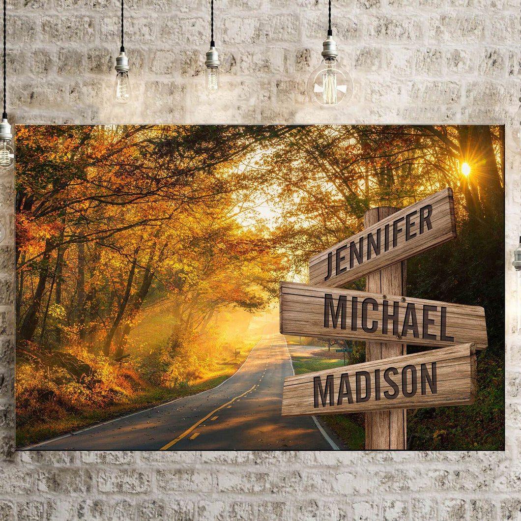 Autumn Road Color Multi-Names Premium Canvas