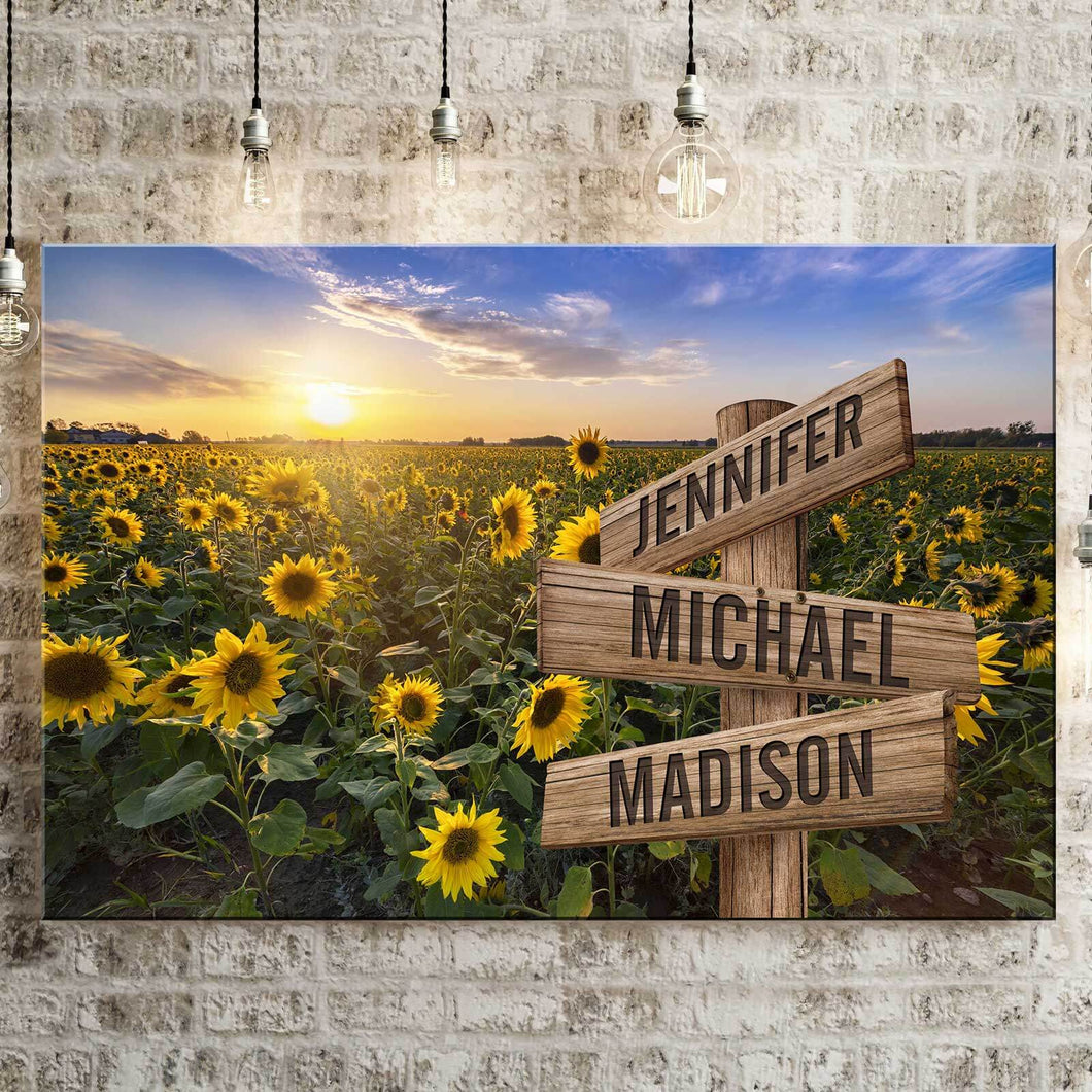 Sunflower Field Color Multi-Names Premium Canvas Poster