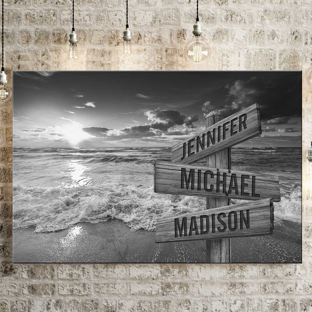 Ocean Sunset Multi-Names Premium Canvas Poster