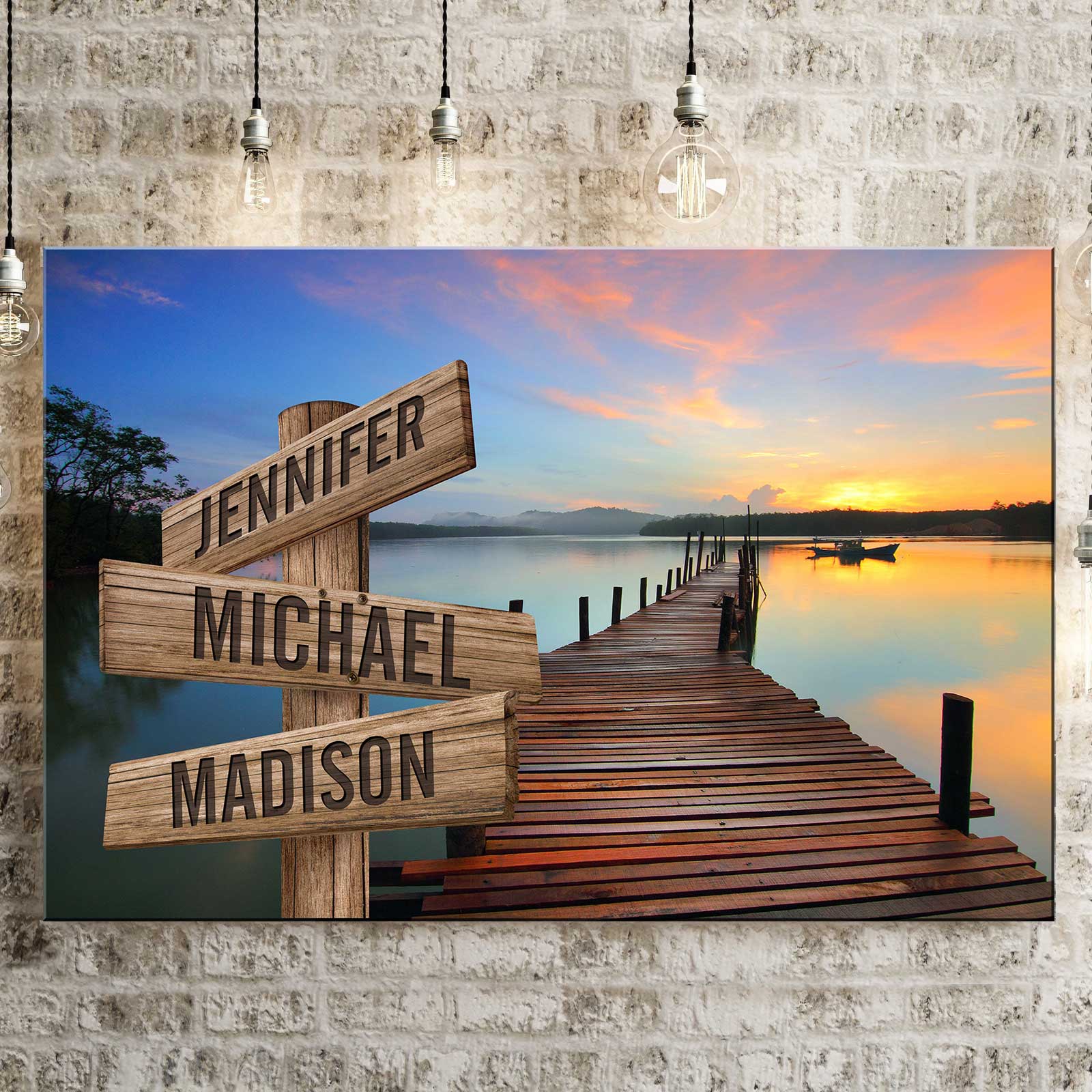 Riverside Scenery Color Multi-Names Premium Canvas Poster – GoFamilygift