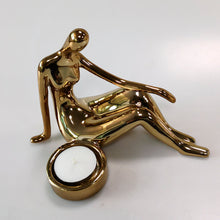 Load image into Gallery viewer, Gold Yoga Pose Statue, Woman Yoga Figurine, Modern Yoga Sculpture , Tealight Candle Holder, Meditation Yoga Figurine
