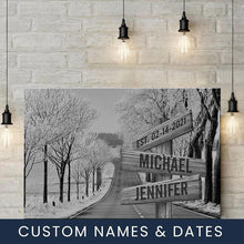 Load image into Gallery viewer, Road Snow Scene Multi-Names Premium Canvas
