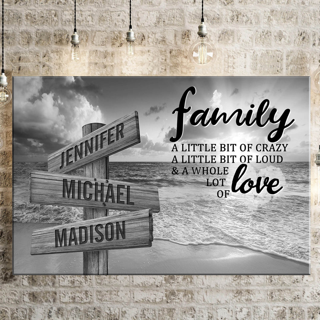 Beach Sunset A Little Whole Lot of Love Multi-Names Premium Canvas Poster