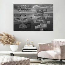 Load image into Gallery viewer, Sunset Beach &quot;Being A Family Means You Will Love And Be Loved&quot; Multi-Names Premium Canvas Poster
