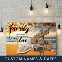 Load image into Gallery viewer, Ocean Sunset Color A Little Whole Lot of Love Multi-Names Premium Canvas
