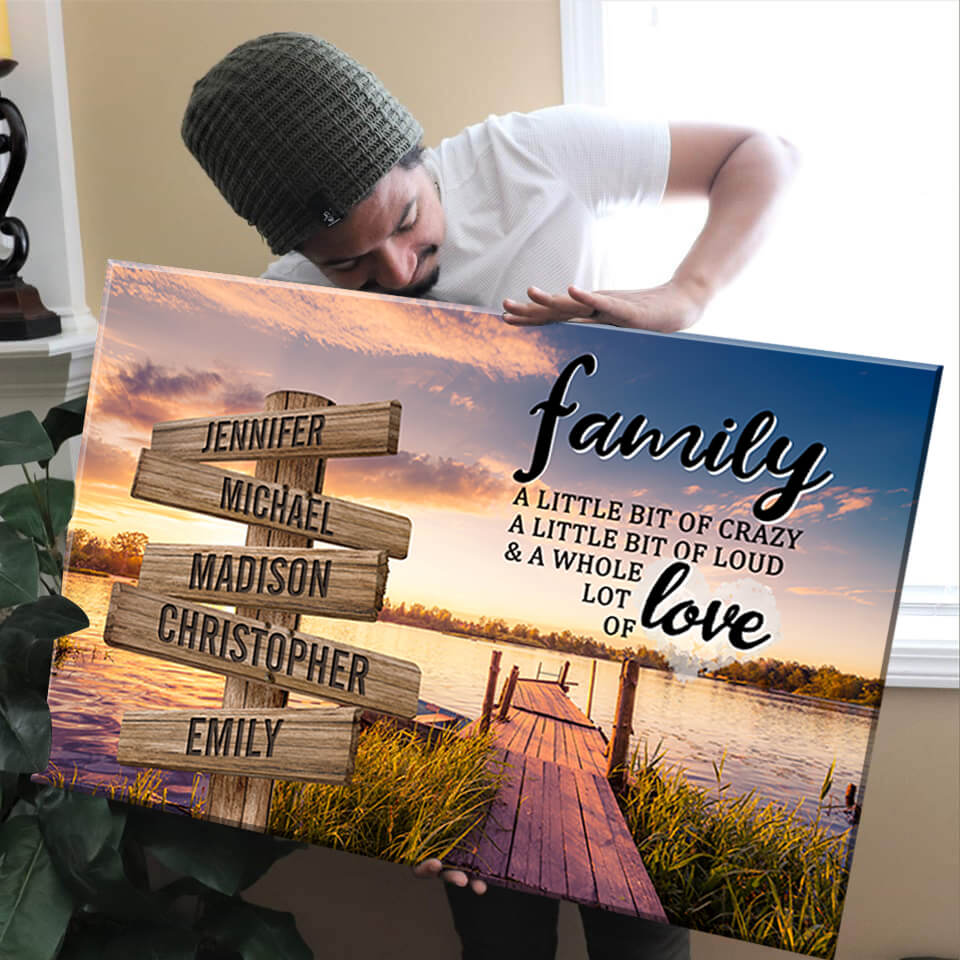 Lake Dock Color A Little Whole Lot of Love Multi-Names Premium Canvas