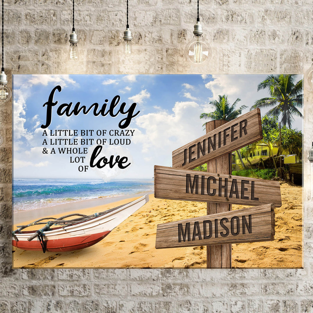 Beach Palm Trees  Color A Little Whole Lot of Love Multi-Names Premium Canvas Poster