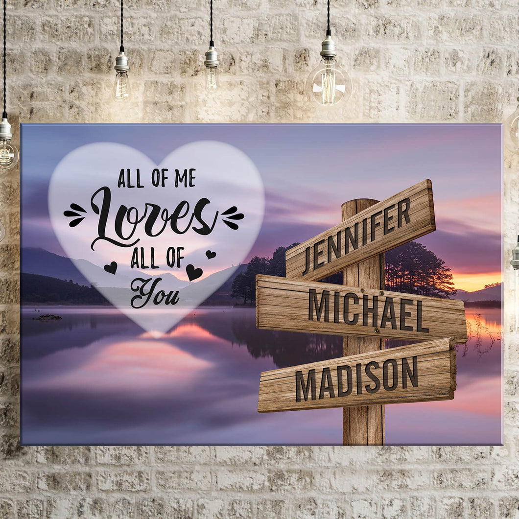 Lakeside Landscape Color All of Me Loves All of You Multi-Names Premium Canvas Poster