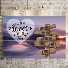 Load image into Gallery viewer, Lakeside Landscape Color All of Me Loves All of You Multi-Names Premium Canvas Poster
