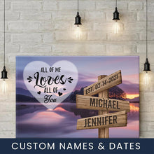 Load image into Gallery viewer, Lakeside Landscape Color All of Me Loves All of You Multi-Names Premium Canvas Poster
