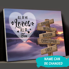 Load image into Gallery viewer, Lakeside Landscape Color All of Me Loves All of You Multi-Names Premium Canvas Poster
