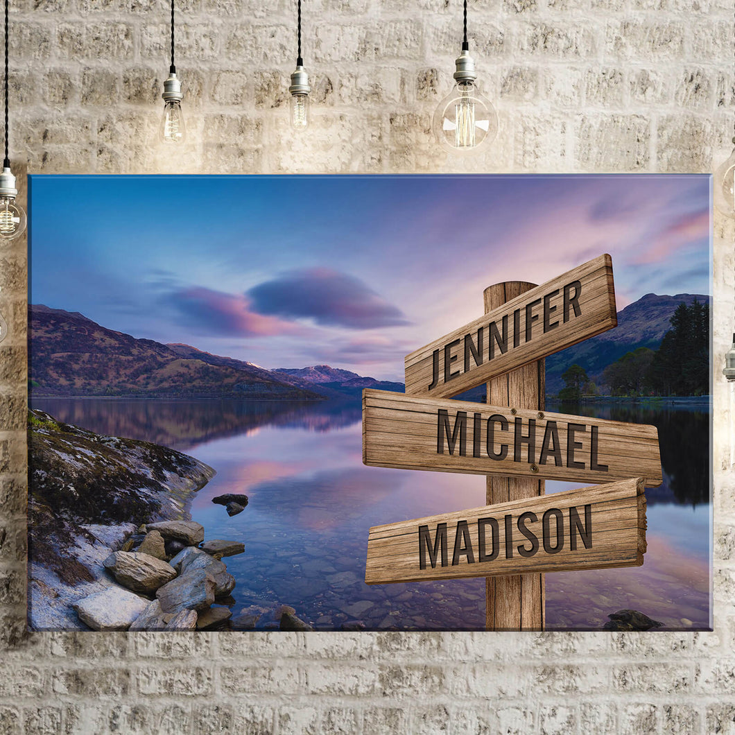 Mountain Lake Color Multi-Names Premium Canvas Poster