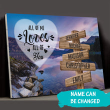 Load image into Gallery viewer, Mountain Lake Color All of Me Loves All of You Multi-Names Premium Canvas Poster
