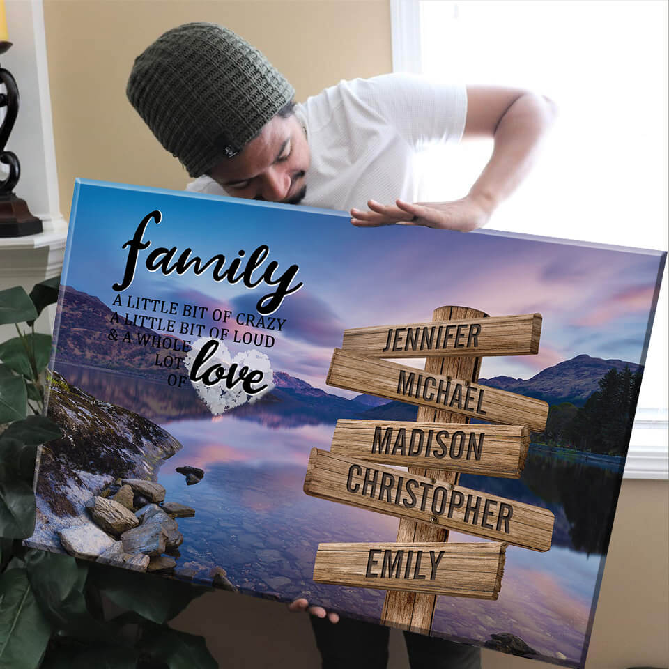 Mountain Lake  Color A Little Whole Lot of Love Multi-Names Premium Canvas