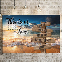 Load image into Gallery viewer, Ocean Sunset  Color Personalized &quot;THIS IS US&quot; Multi-Names Premium Canvas
