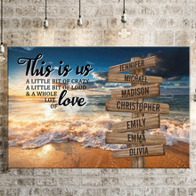 Load image into Gallery viewer, Ocean Sunset  Color Personalized &quot;THIS IS US&quot; Multi-Names Premium Canvas
