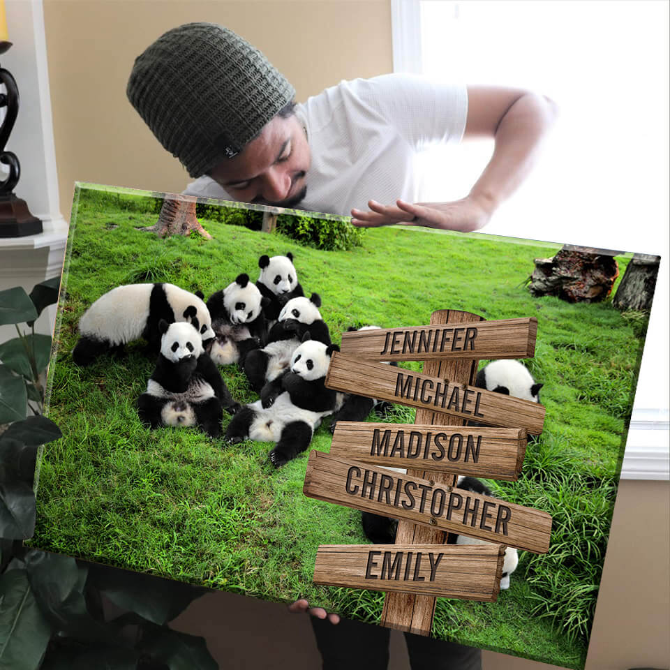 Prairie Panda Color Multi-Names Premium Canvas