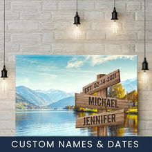 Load image into Gallery viewer, Riverside Scenery Color Multi-Names Premium Canvas Poster
