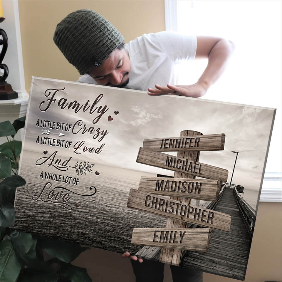 Seaside Dock Color A Whole Lot of Love Multi-Names Premium Canvas