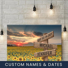 Load image into Gallery viewer, Sunflower Sunset Color Multi-Names Premium Canvas Poster
