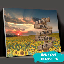 Load image into Gallery viewer, Sunflower Sunset Color Multi-Names Premium Canvas
