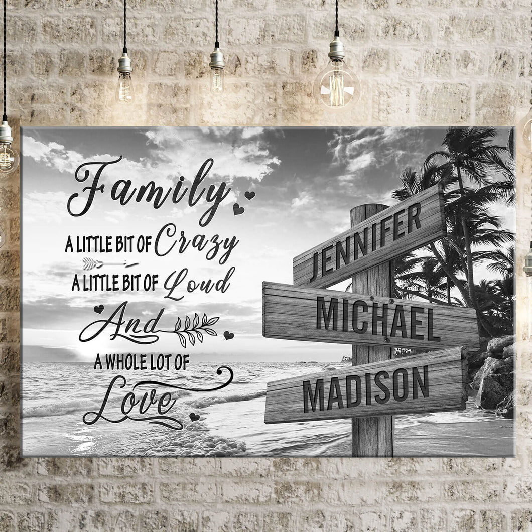 Beach Palm Tree A Whole Lot of Love Multi-Names Premium Canvas Poster