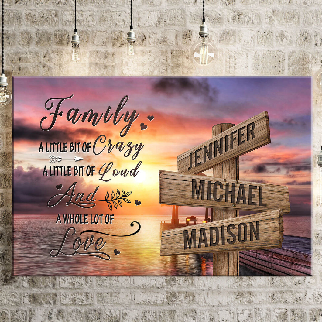 Coast Sunset Color A Whole Lot of Love Multi-Names Premium Canvas Poster
