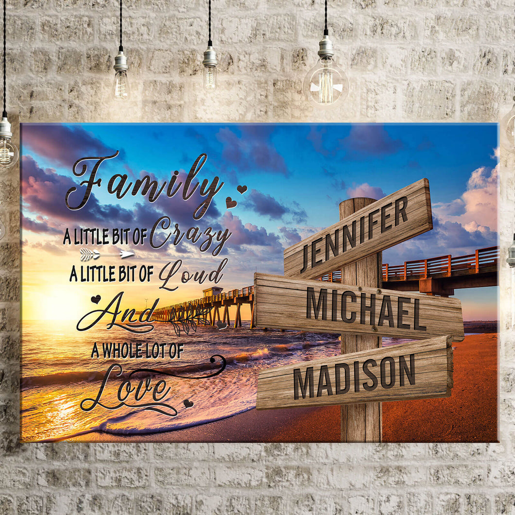 Ocean Pier Color A Whole Lot of Love Multi-Names Premium Canvas Poster