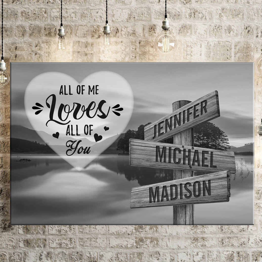 Lakeside Landscape  All of Me Loves All of You Multi-Names Premium Canvas Poster