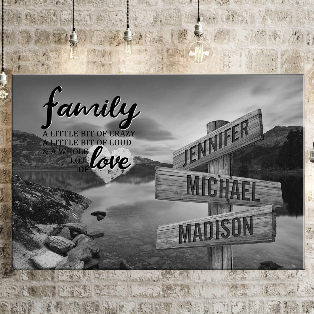 Mountain Lake A Little Whole Lot of Love Multi-Names Premium Canvas Poster