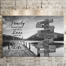 Load image into Gallery viewer, River Pier &quot;Being A Family Means You Will Love And Be Loved&quot; Multi-Names Premium Canvas Poster
