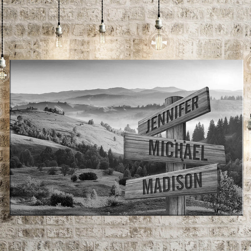 Summer Sunset Mountain Multi-Names Premium Canvas Poster